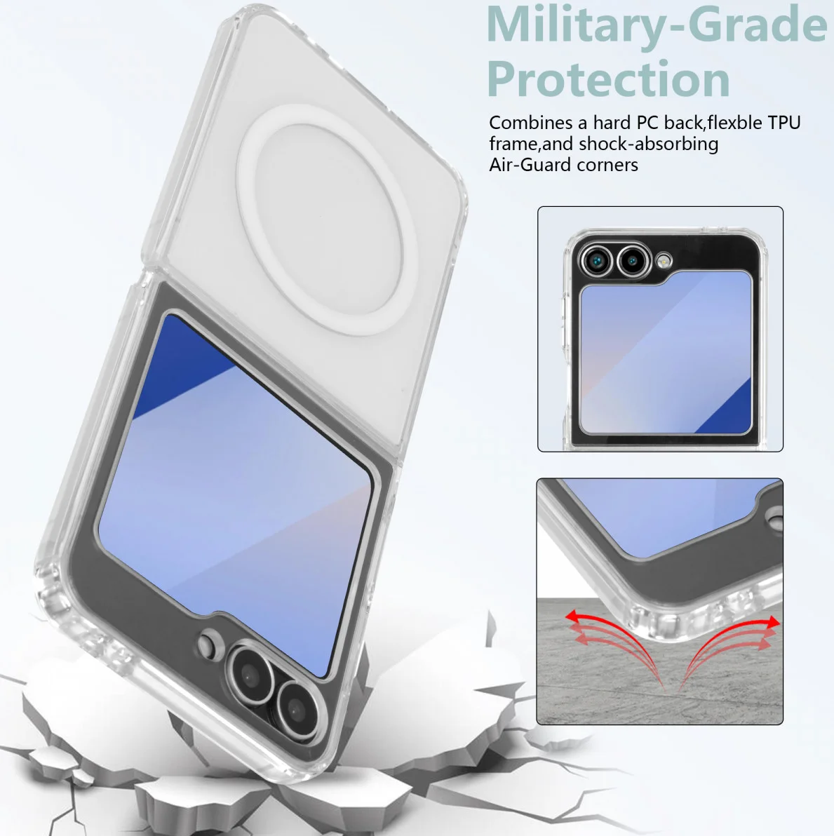 Samsung Galaxy Z Flip 7 FE / 6 Hoesje Hard Back Cover met MagSafe Transparant afbeelding 3