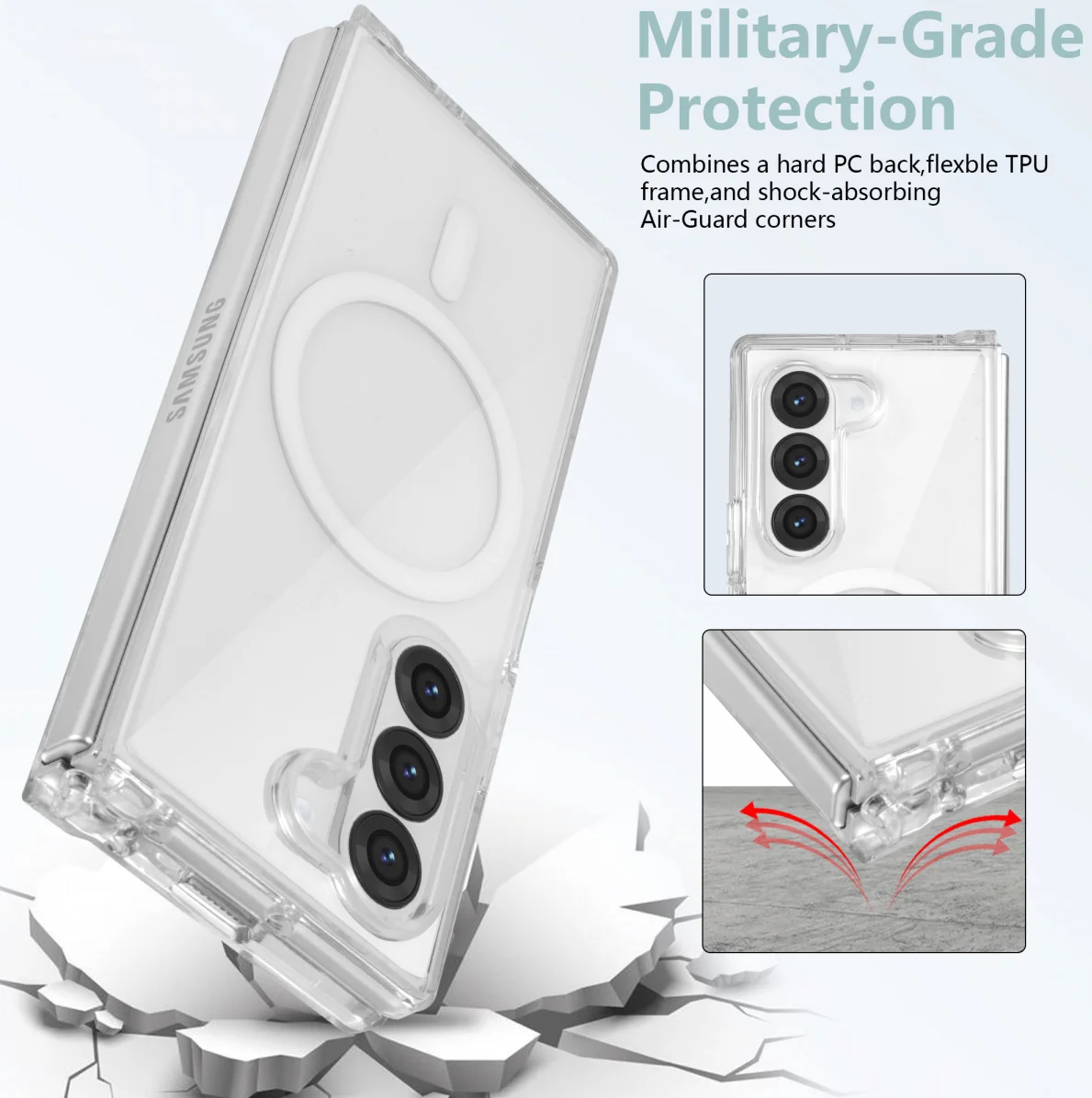Samsung Galaxy Z Fold 6 Hoesje Hard Back Cover met MagSafe Transparant afbeelding 3