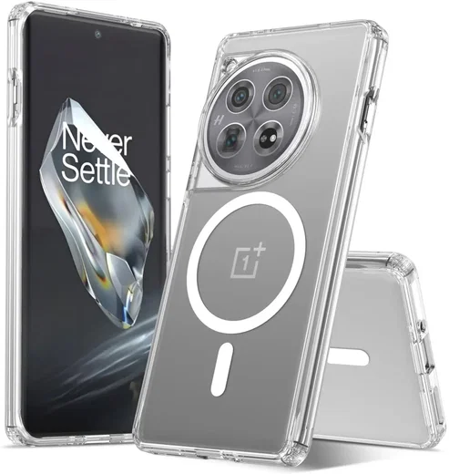 OnePlus 12 Hoesje Hard Back Cover met MagSafe Transparant afbeelding 1