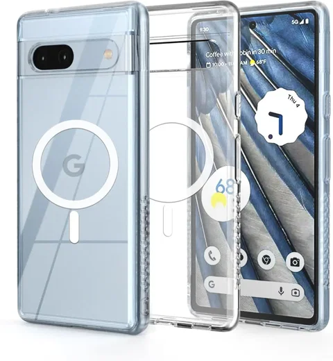 Google Pixel 7a Hoesje Hard Back Cover met MagSafe Transparant afbeelding 1