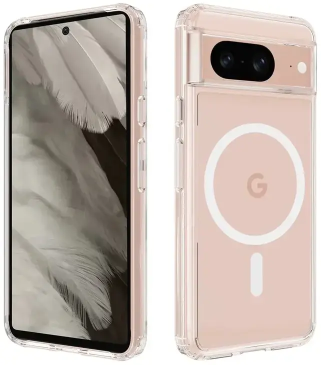 Google Pixel 8 Hoesje Hard Back Cover met MagSafe Transparant afbeelding 2