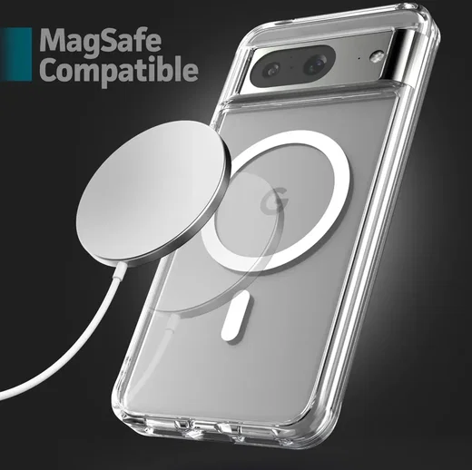 Google Pixel 8 Hoesje Hard Back Cover met MagSafe Transparant afbeelding 3