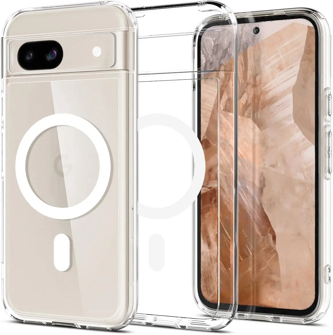 Google Pixel 8a Hoesje Hard Back Cover met MagSafe Transparant afbeelding 2
