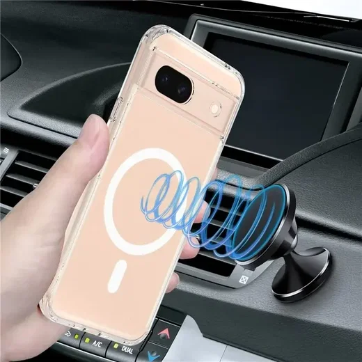 Google Pixel 8a Hoesje Hard Back Cover met MagSafe Transparant afbeelding 4