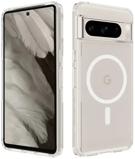 Google Pixel 8 Pro Hoesje Hard Back Cover met MagSafe Transparant afbeelding 1