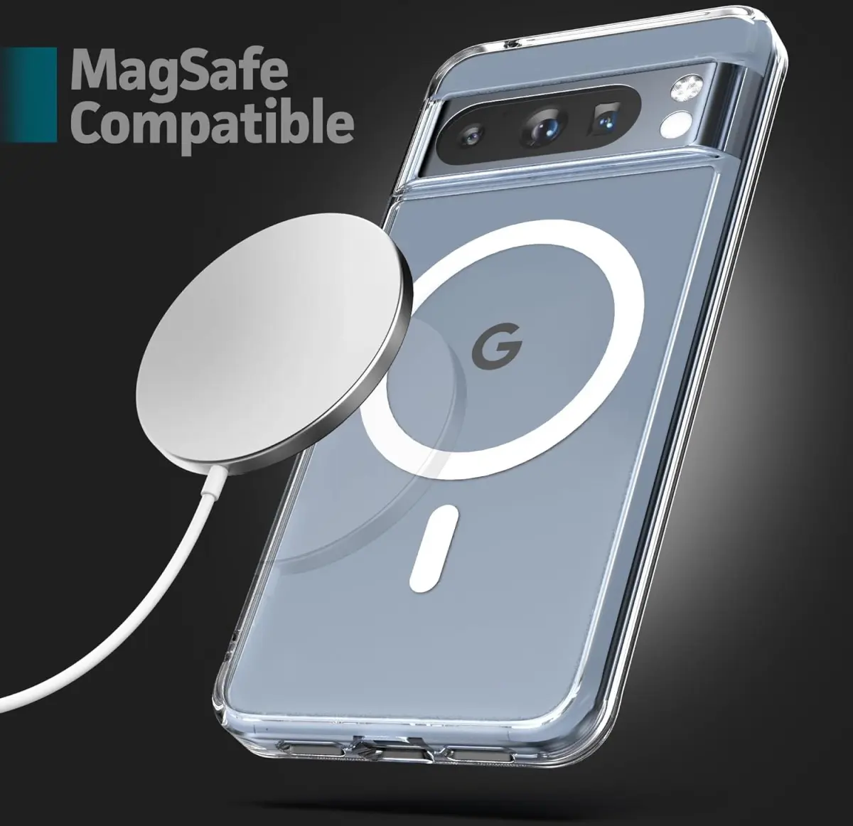 Google Pixel 8 Pro Hoesje Hard Back Cover met MagSafe Transparant afbeelding 3