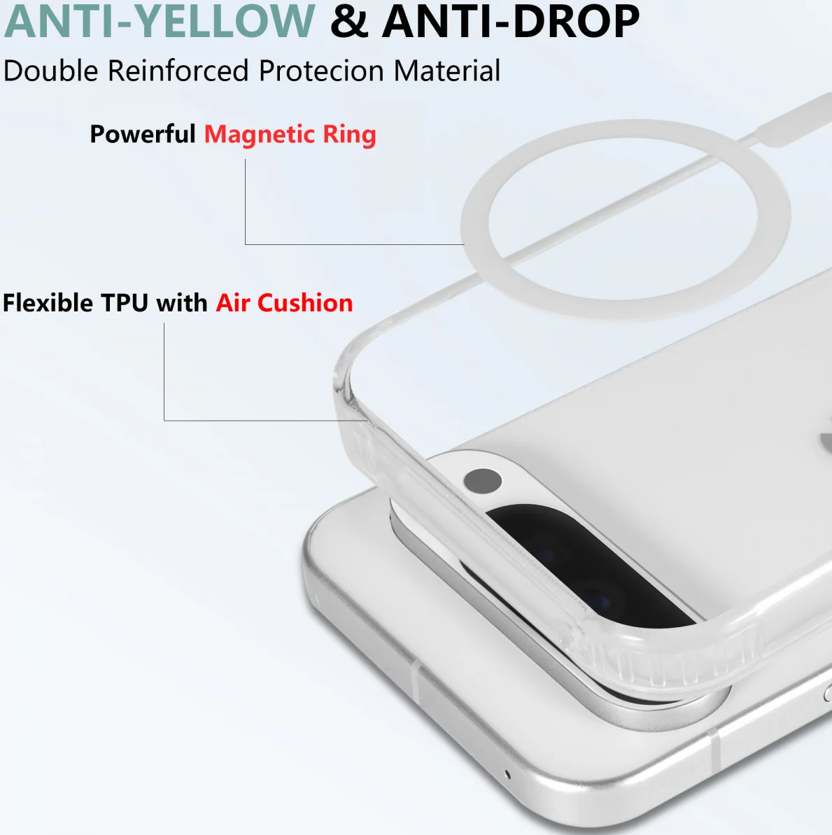Google Pixel 9 / 9 Pro Hoesje Hard Back Cover met MagSafe Transparant afbeelding 2