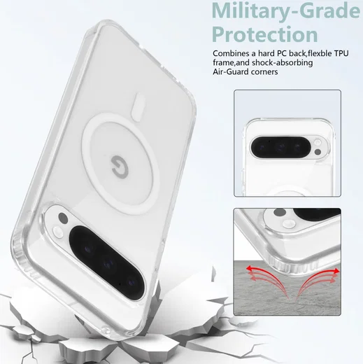 Google Pixel 9 / 9 Pro Hoesje Hard Back Cover met MagSafe Transparant afbeelding 3