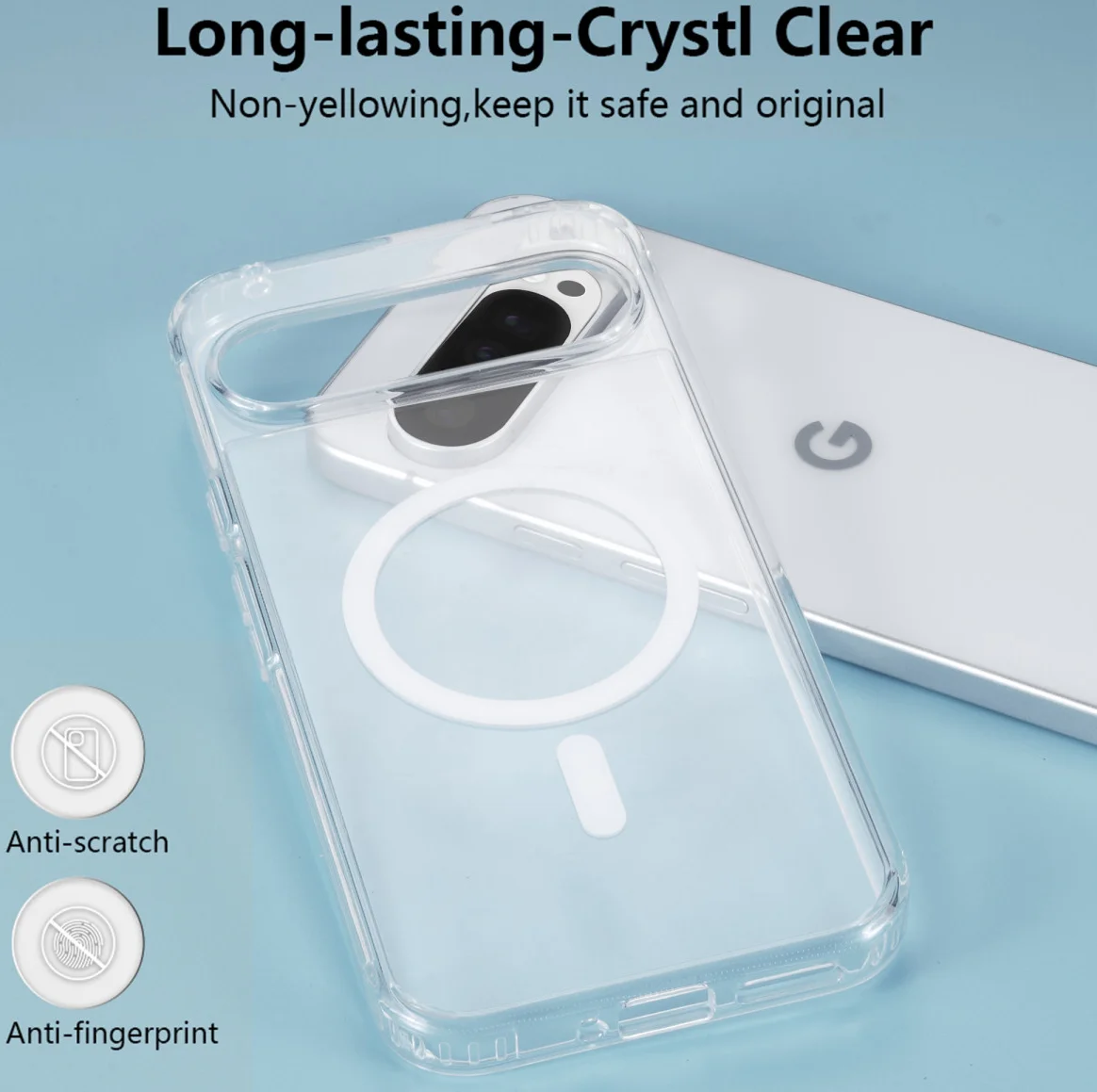 Google Pixel 9 Pro XL Hoesje Hard Back Cover met MagSafe Transparant afbeelding 5