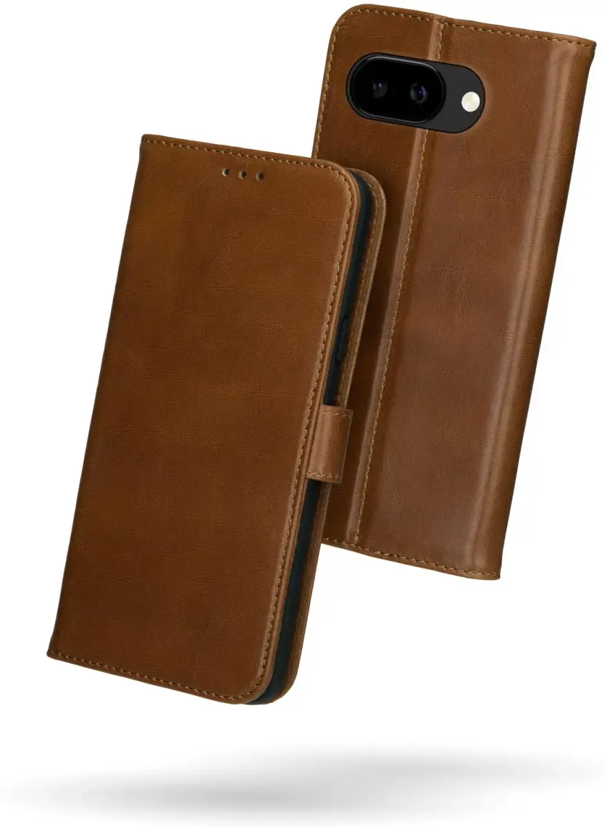 Rosso Deluxe Google Pixel 9a Hoesje Echt Leer Book Case Bruin afbeelding 11