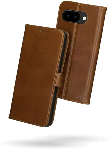 Rosso Deluxe Google Pixel 9a Hoesje Echt Leer Book Case Bruin afbeelding 11
