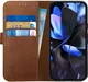 Rosso Deluxe Google Pixel 9a Hoesje Echt Leer Book Case Bruin afbeelding 1