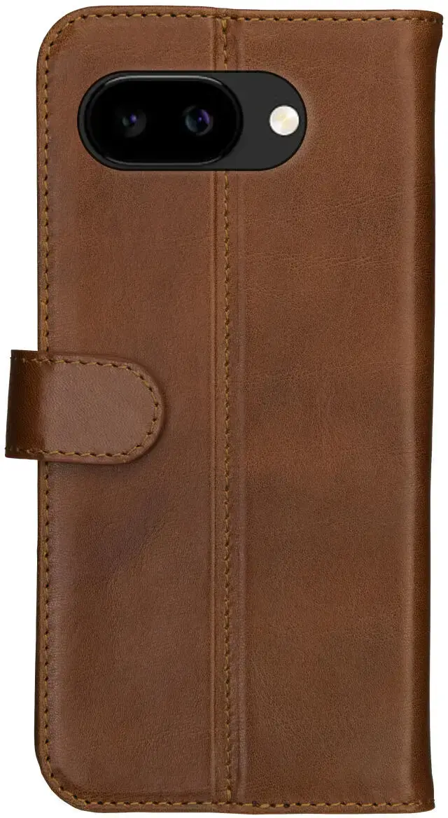 Rosso Deluxe Google Pixel 9a Hoesje Echt Leer Book Case Bruin afbeelding 2