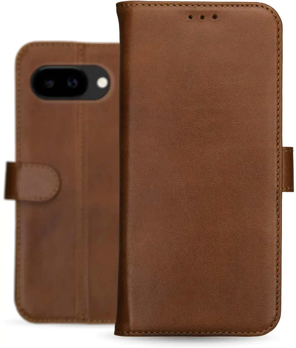 Rosso Deluxe Google Pixel 9a Hoesje Echt Leer Book Case Bruin afbeelding 8