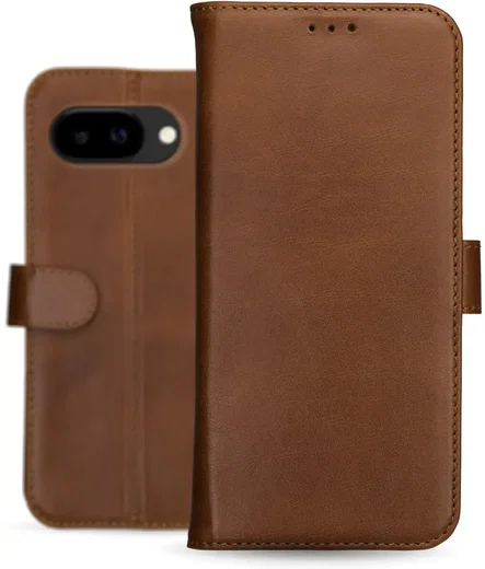 Rosso Deluxe Google Pixel 9a Hoesje Echt Leer Book Case Bruin afbeelding 8
