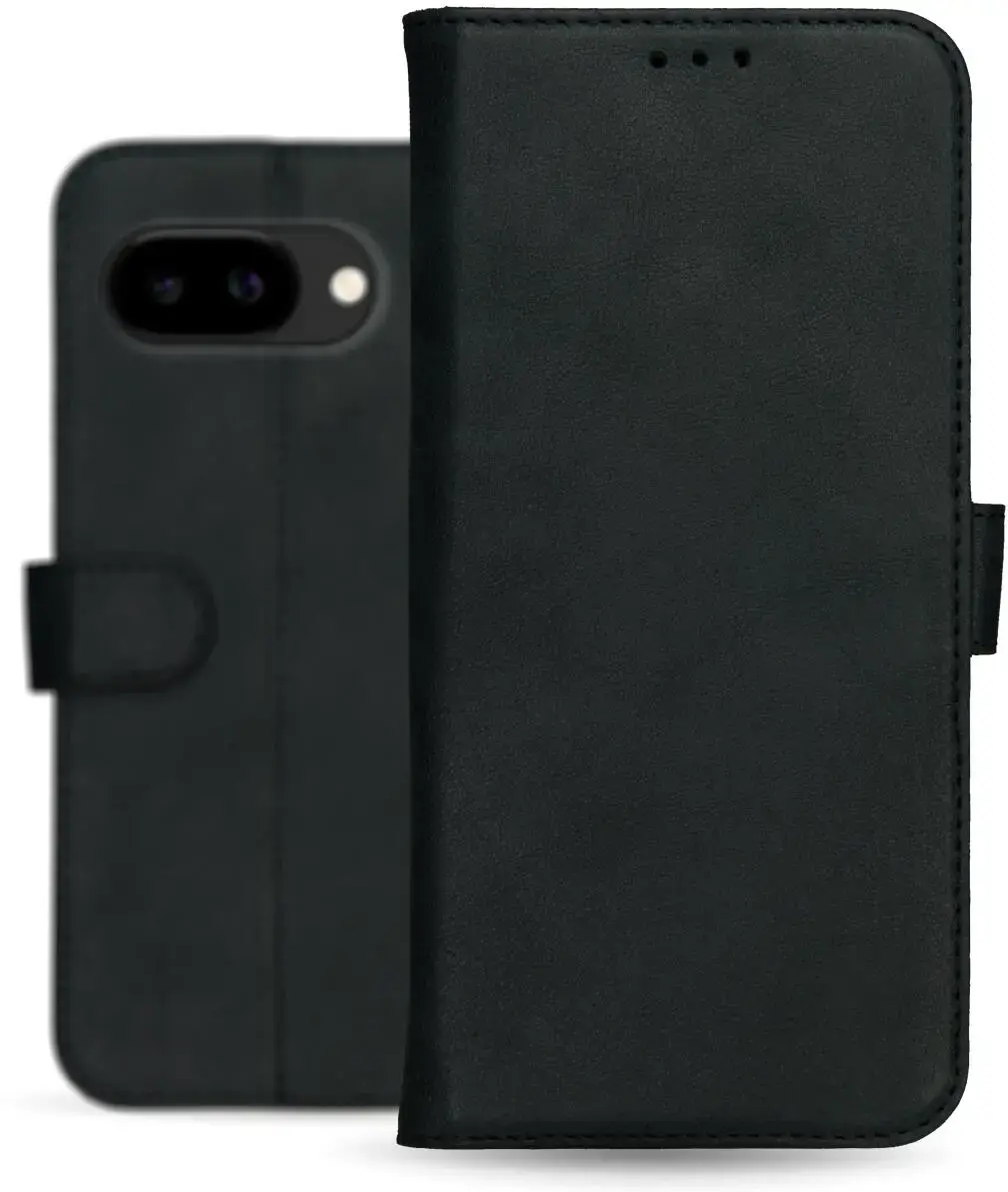 Rosso Deluxe Google Pixel 9a Hoesje Echt Leer Book Case Zwart afbeelding 8