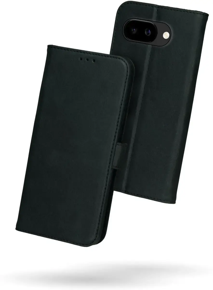 Rosso Deluxe Google Pixel 9a Hoesje Echt Leer Book Case Zwart afbeelding 9