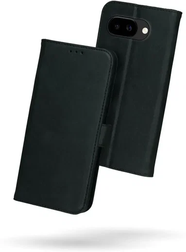 Rosso Deluxe Google Pixel 9a Hoesje Echt Leer Book Case Zwart afbeelding 9