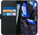 Rosso Deluxe Google Pixel 9a Hoesje Echt Leer Book Case Zwart