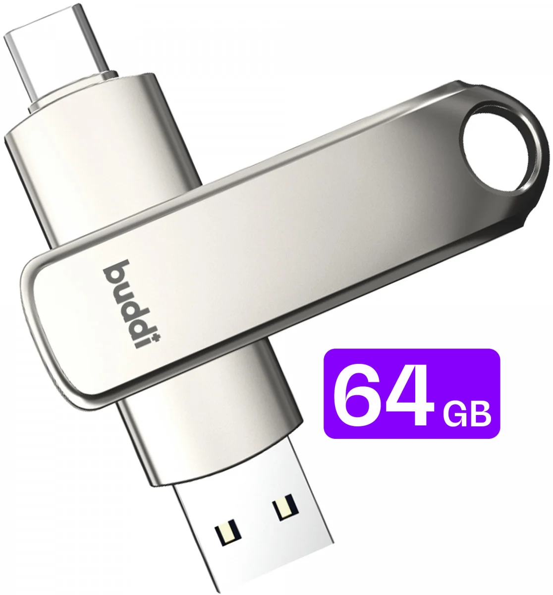 Buddi USB-A en USB-C Stick Dual Geheugenstick 64GB Grijs afbeelding 1