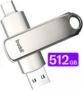 Buddi USB-A en USB-C Stick Dual Geheugenstick 512GB Grijs