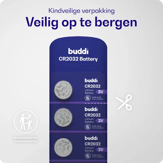 Buddi CR2032 Lithium Knoopcelbatterij SmartTag 210mh / 3V (5-Pack afbeelding 6