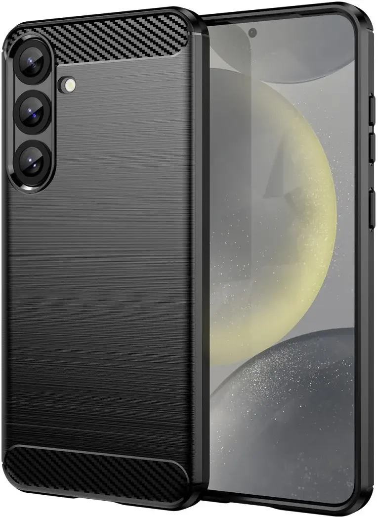 Samsung Galaxy S25 Hoesje Geborsteld TPU Flexibele Back Cover Zwart afbeelding 1