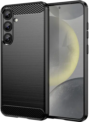 Samsung Galaxy S25 Hoesje Geborsteld TPU Flexibele Back Cover Zwart afbeelding 1