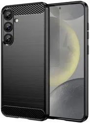 Samsung Galaxy S25 Hoesje Geborsteld TPU Flexibele Back Cover Zwart afbeelding