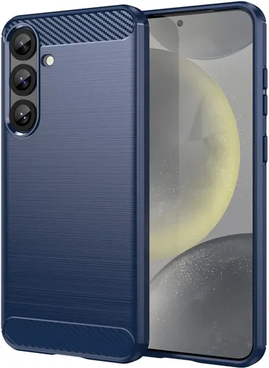 Samsung Galaxy S25 Hoesje Geborsteld TPU Flexibele Back Cover Blauw afbeelding 1