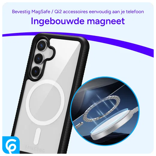 Samsung Galaxy S25 Hoesje Full Protect 360° Cover met MagSafe / Qi2 Zwart afbeelding 5