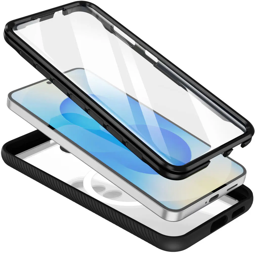 Samsung Galaxy S25 Hoesje Full Protect 360° Cover met MagSafe / Qi2 Zwart afbeelding 8