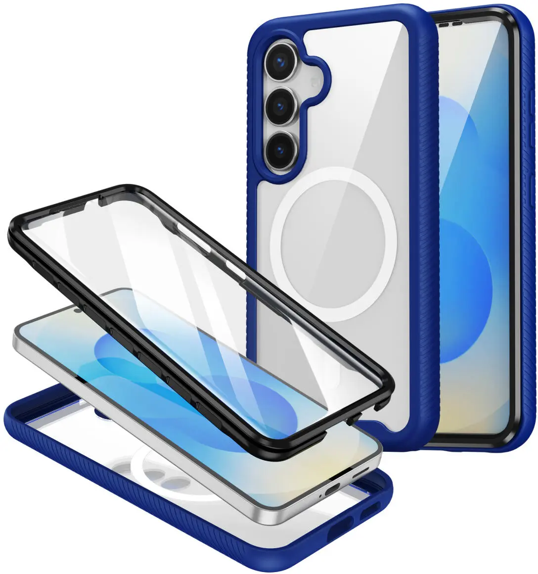Samsung Galaxy S25 Hoesje Full Protect 360° Cover met MagSafe / Qi2 Blauw afbeelding 1