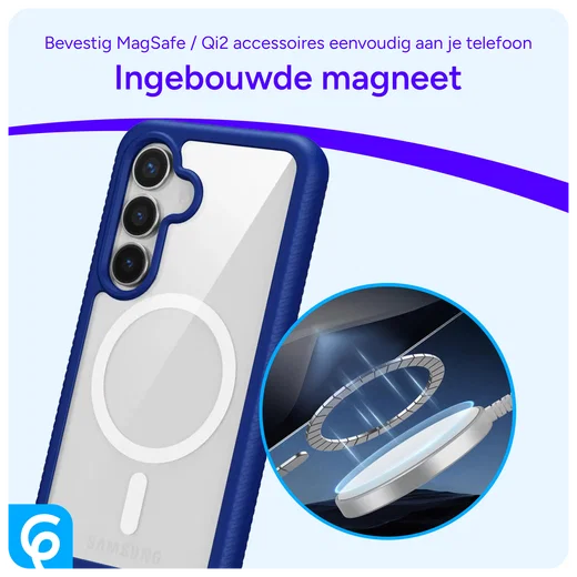Samsung Galaxy S25 Hoesje Full Protect 360° Cover met MagSafe / Qi2 Blauw afbeelding 5