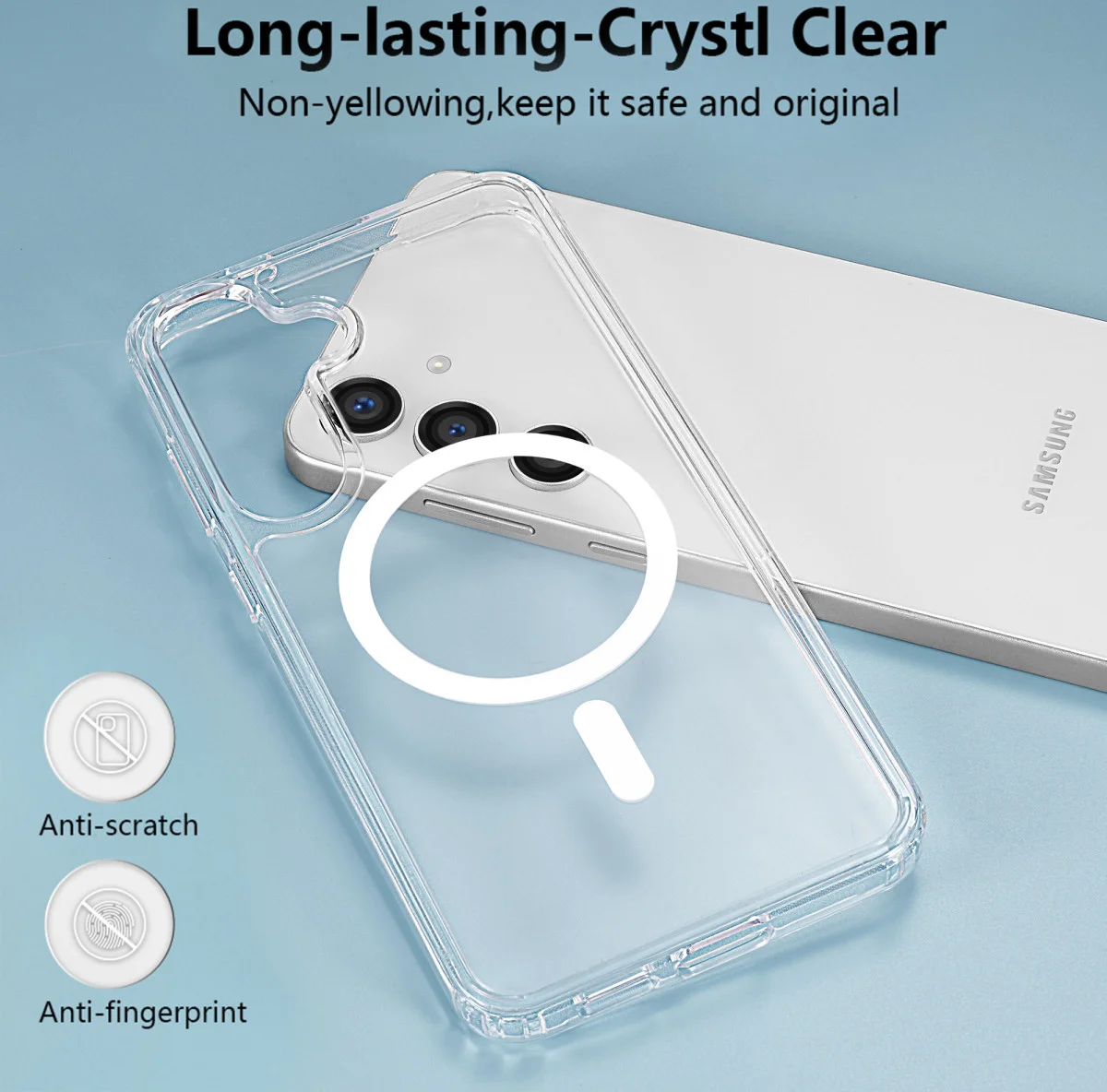 Samsung Galaxy S25 Hoesje Hard Back Cover met MagSafe / Qi2 Transparant afbeelding 3