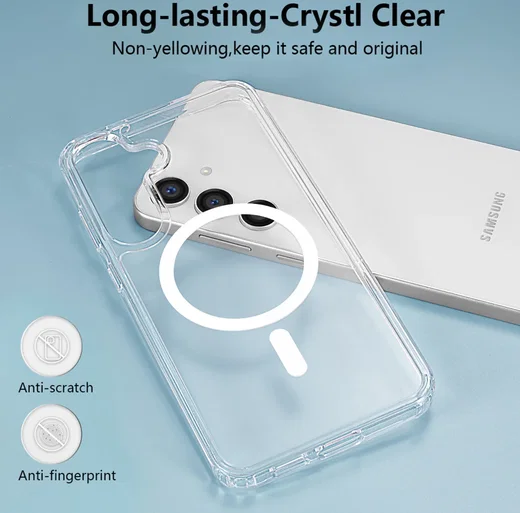 Samsung Galaxy S25 Hoesje Hard Back Cover met MagSafe / Qi2 Transparant afbeelding 3