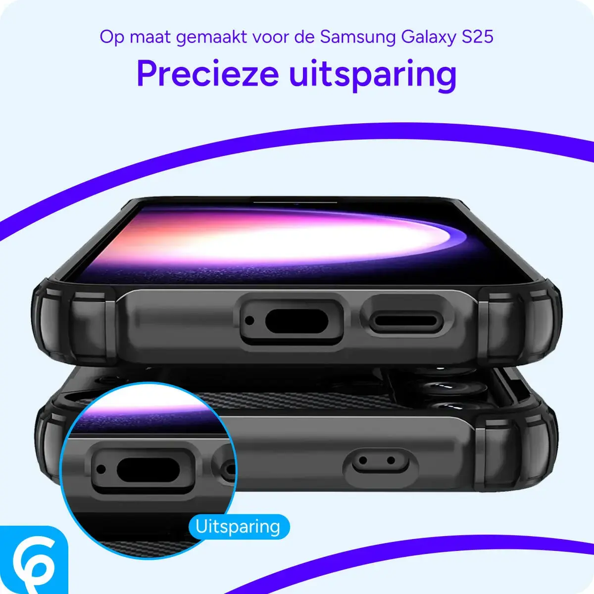Samsung Galaxy S25 Hoesje Shock Proof Hybride Back Cover Zwart afbeelding 4