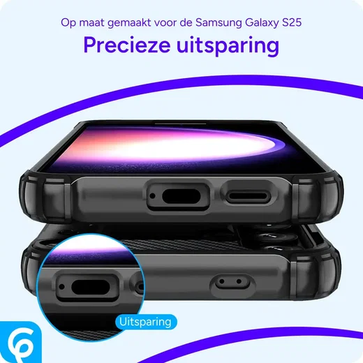 Samsung Galaxy S25 Hoesje Shock Proof Hybride Back Cover Zwart afbeelding 4