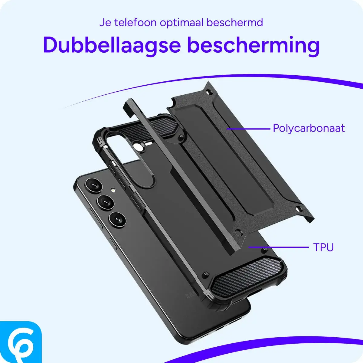Samsung Galaxy S25 Hoesje Shock Proof Hybride Back Cover Zwart afbeelding 6