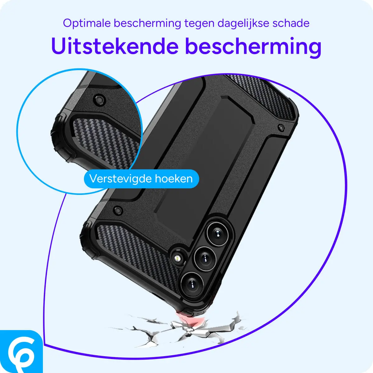 Samsung Galaxy S25 Hoesje Shock Proof Hybride Back Cover Blauw afbeelding 2