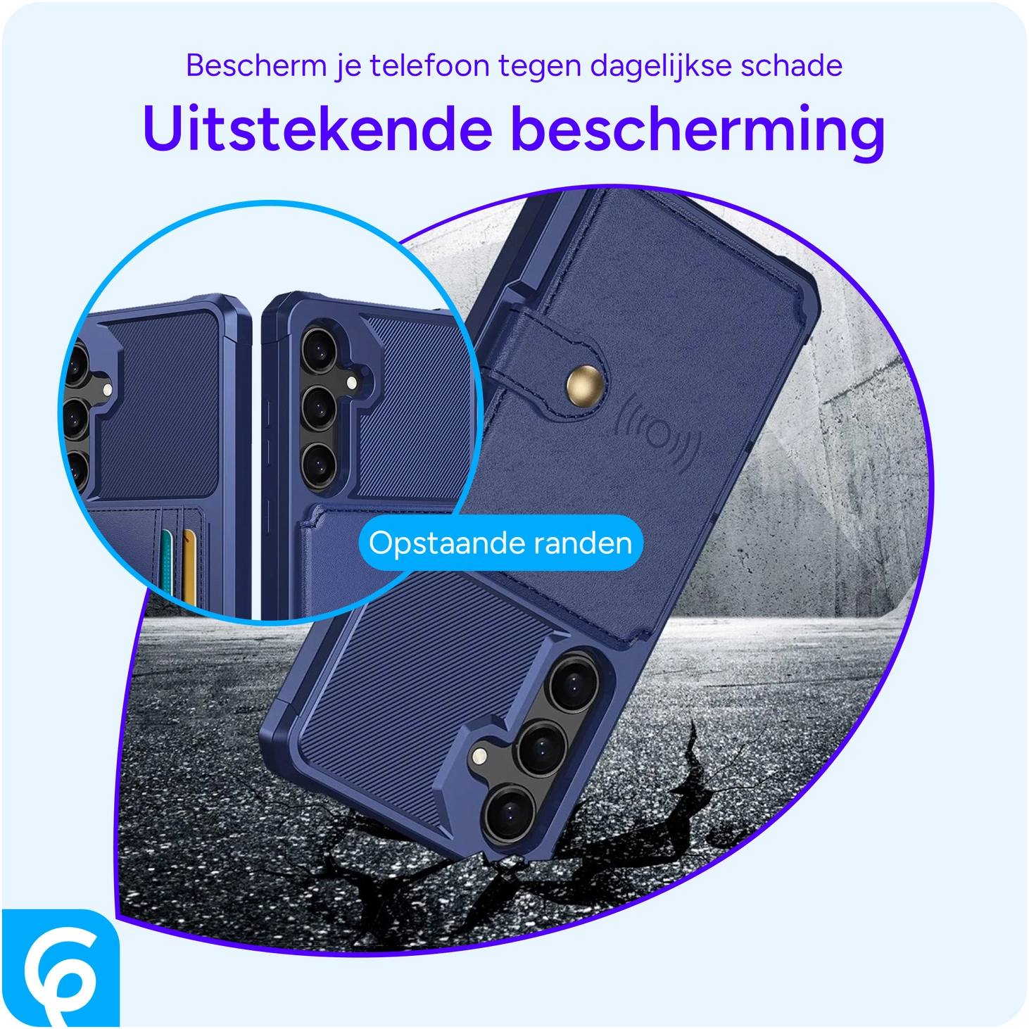 Samsung Galaxy S25 Hoesje 3-in-1 Pasjes Portemonnee Back Cover Blauw afbeelding 6