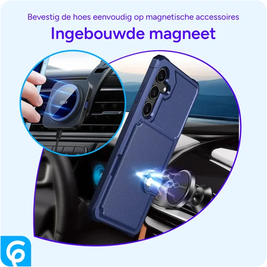 Samsung Galaxy S25 Hoesje 3-in-1 Pasjes Portemonnee Back Cover Blauw afbeelding 9