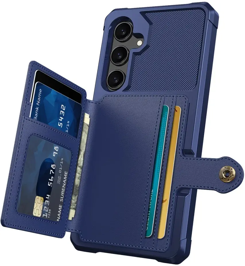 Samsung Galaxy S25 Hoesje 3-in-1 Pasjes Portemonnee Back Cover Blauw afbeelding 2