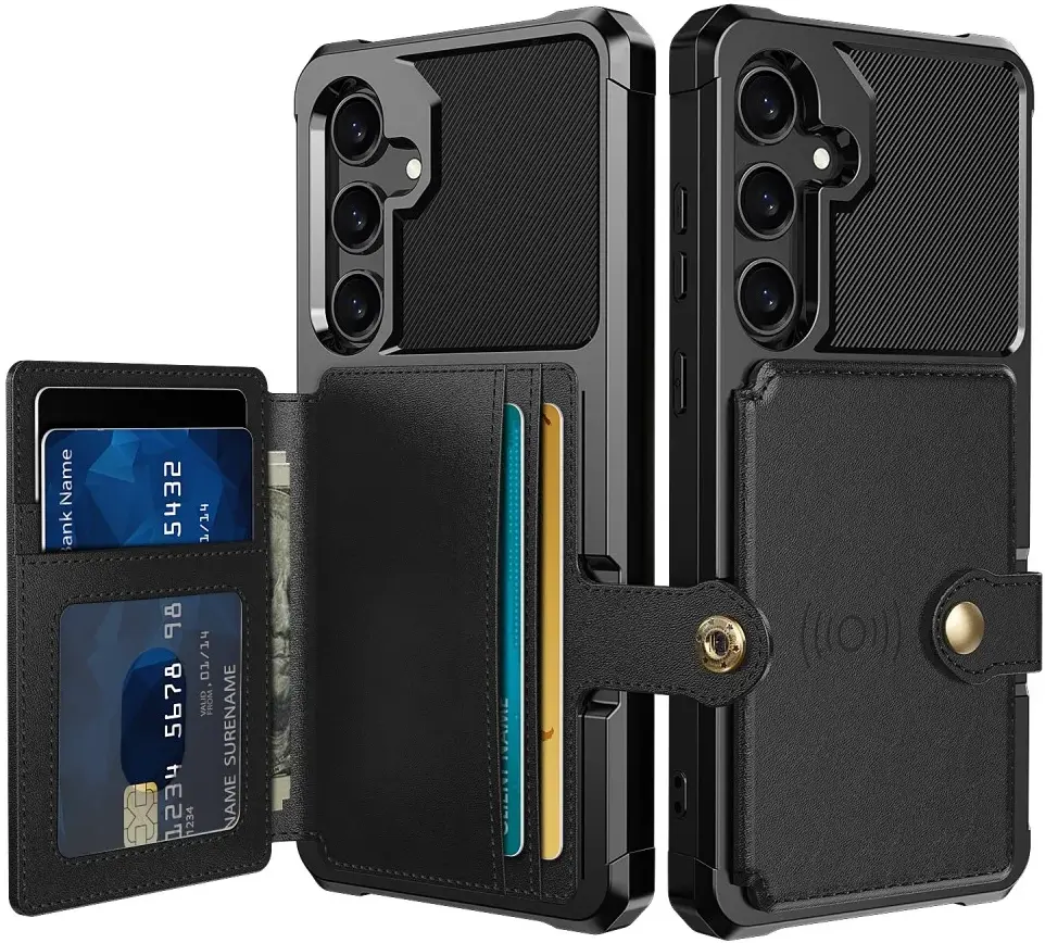 Samsung Galaxy S25 Hoesje 3-in-1 Pasjes Portemonnee Back Cover Zwart afbeelding 1