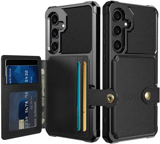 Samsung Galaxy S25 Hoesje 3-in-1 Pasjes Portemonnee Back Cover Zwart afbeelding 1