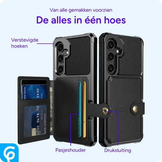 Samsung Galaxy S25 Hoesje 3-in-1 Pasjes Portemonnee Back Cover Zwart afbeelding 9