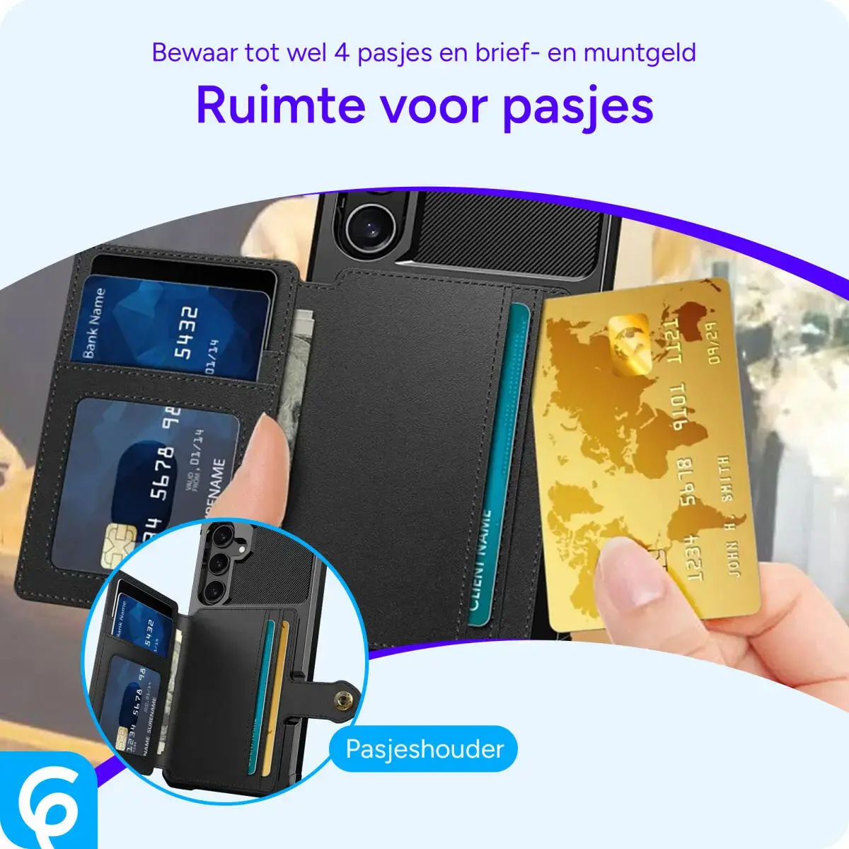 Samsung Galaxy S25 Hoesje 3-in-1 Pasjes Portemonnee Back Cover Zwart afbeelding 5