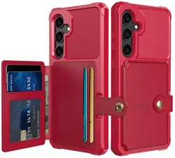 Samsung Galaxy S25 Hoesje 3-in-1 Pasjes Portemonnee Back Cover Rood afbeelding