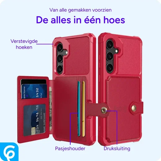 Samsung Galaxy S25 Hoesje 3-in-1 Pasjes Portemonnee Back Cover Rood afbeelding 8