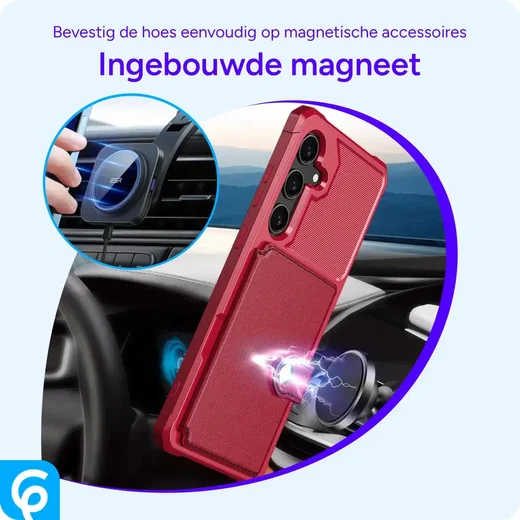 Samsung Galaxy S25 Hoesje 3-in-1 Pasjes Portemonnee Back Cover Rood afbeelding 9